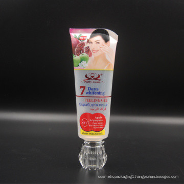 120G transparent plastic 7 days whitening cream tube with Diamond Acrylic Cap